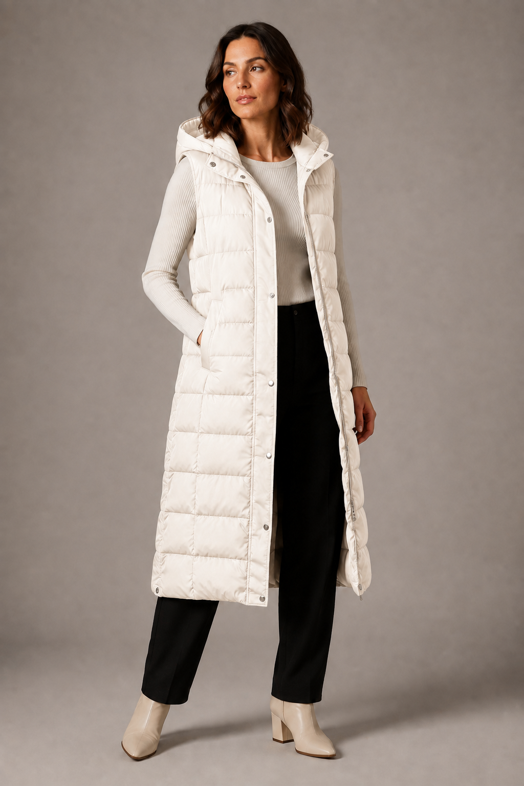 Skyler hooded quilted longline vest – image 6