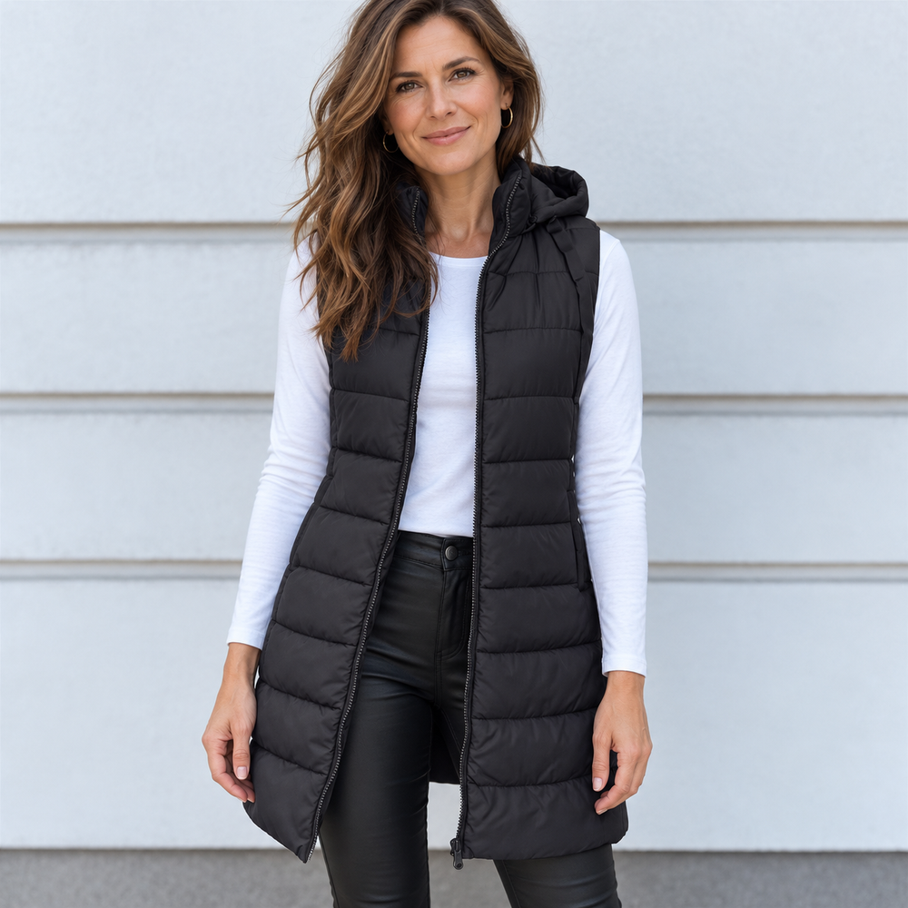 Dakota hooded quilted long vest – image 2