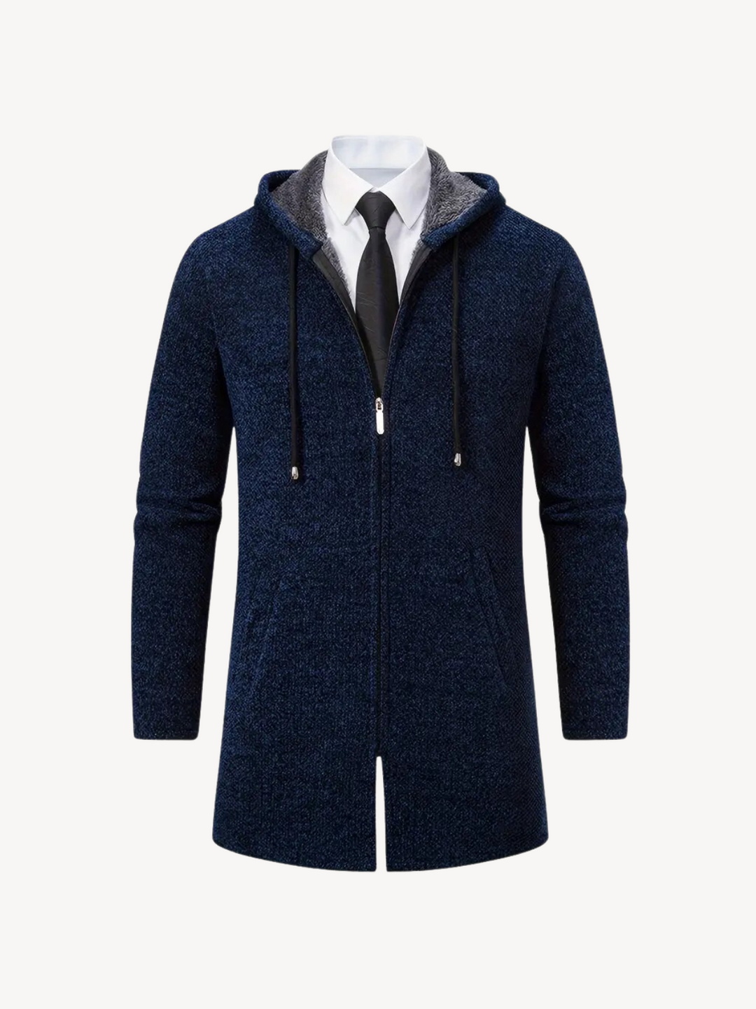 Raquel hooded patterned long knit coat – image 19