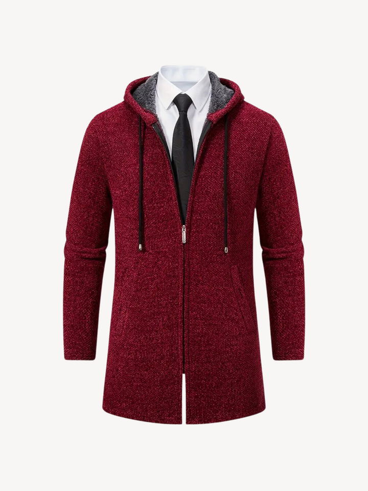 Raquel hooded patterned long knit coat – image 21