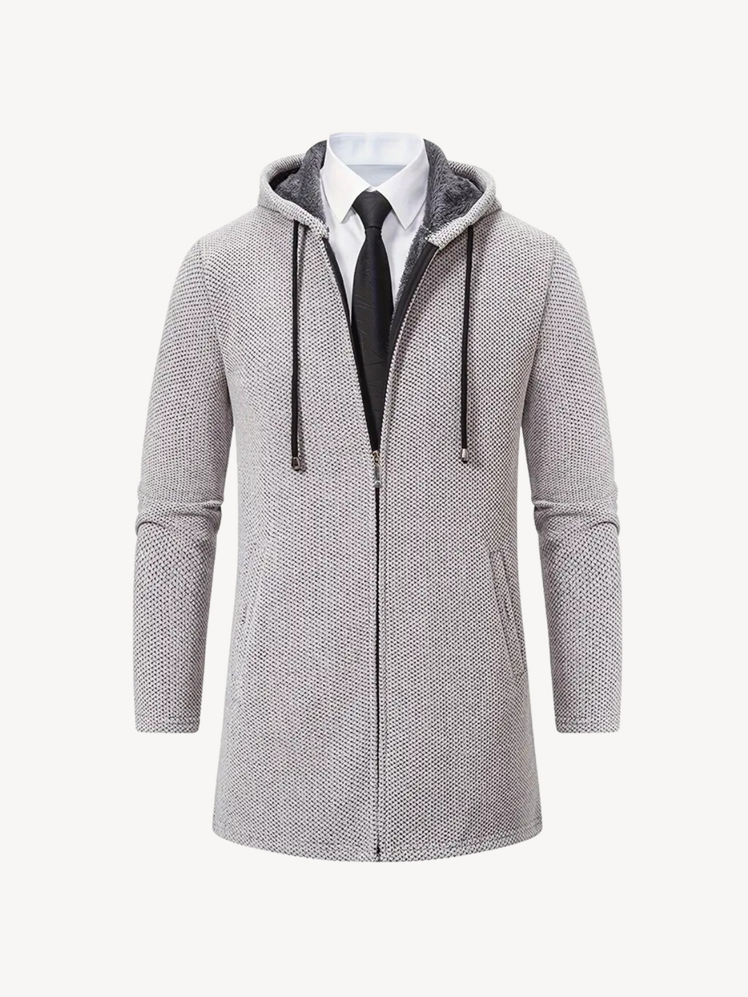 Raquel hooded patterned long knit coat – image 22
