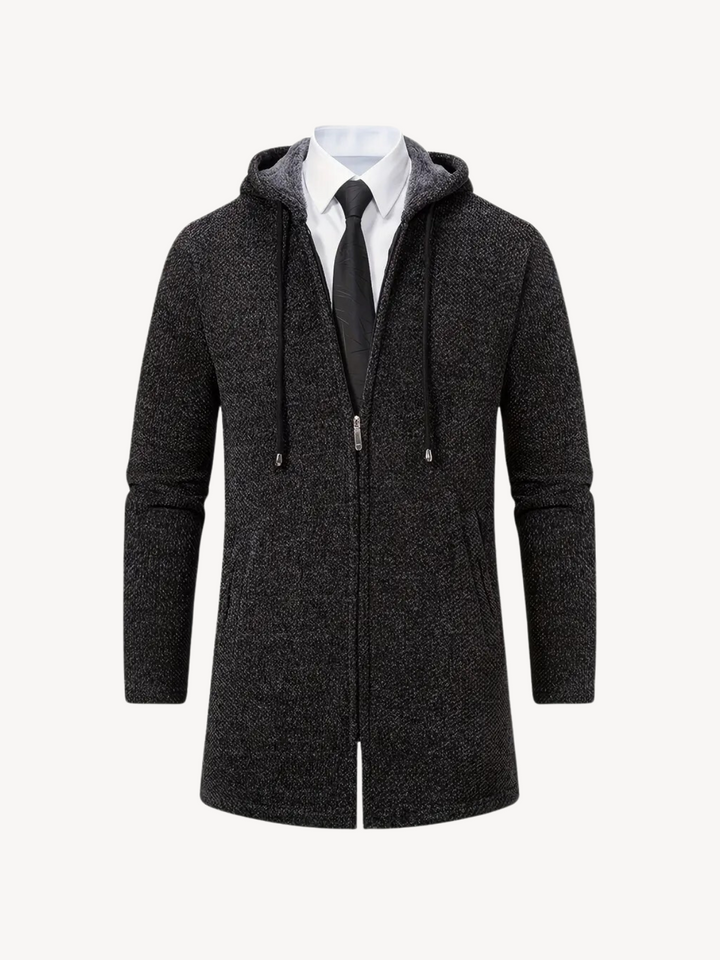 Raquel hooded patterned long knit coat – image 23