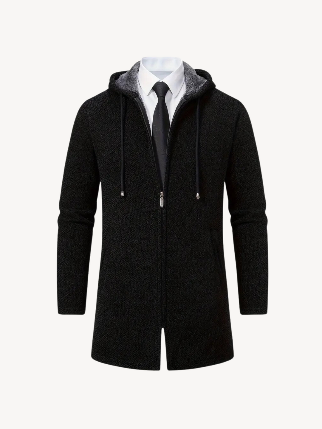 Raquel hooded patterned long knit coat – image 20