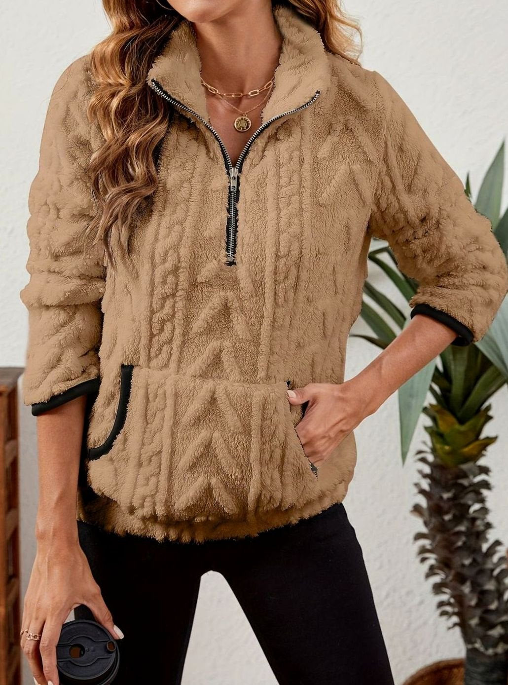 Margo textured half zip fleece pullover – image 9