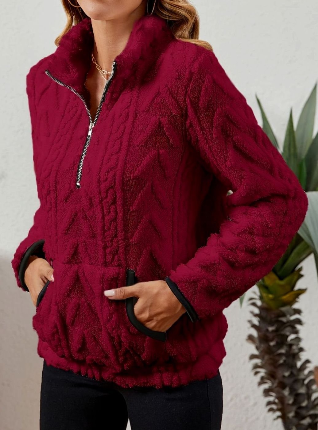 Margo textured half zip fleece pullover