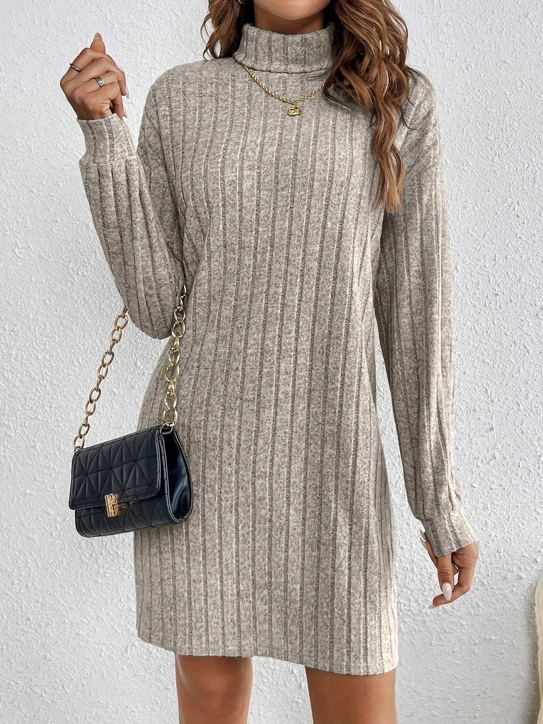 Bailey ribbed knit turtleneck mini dress – image 3