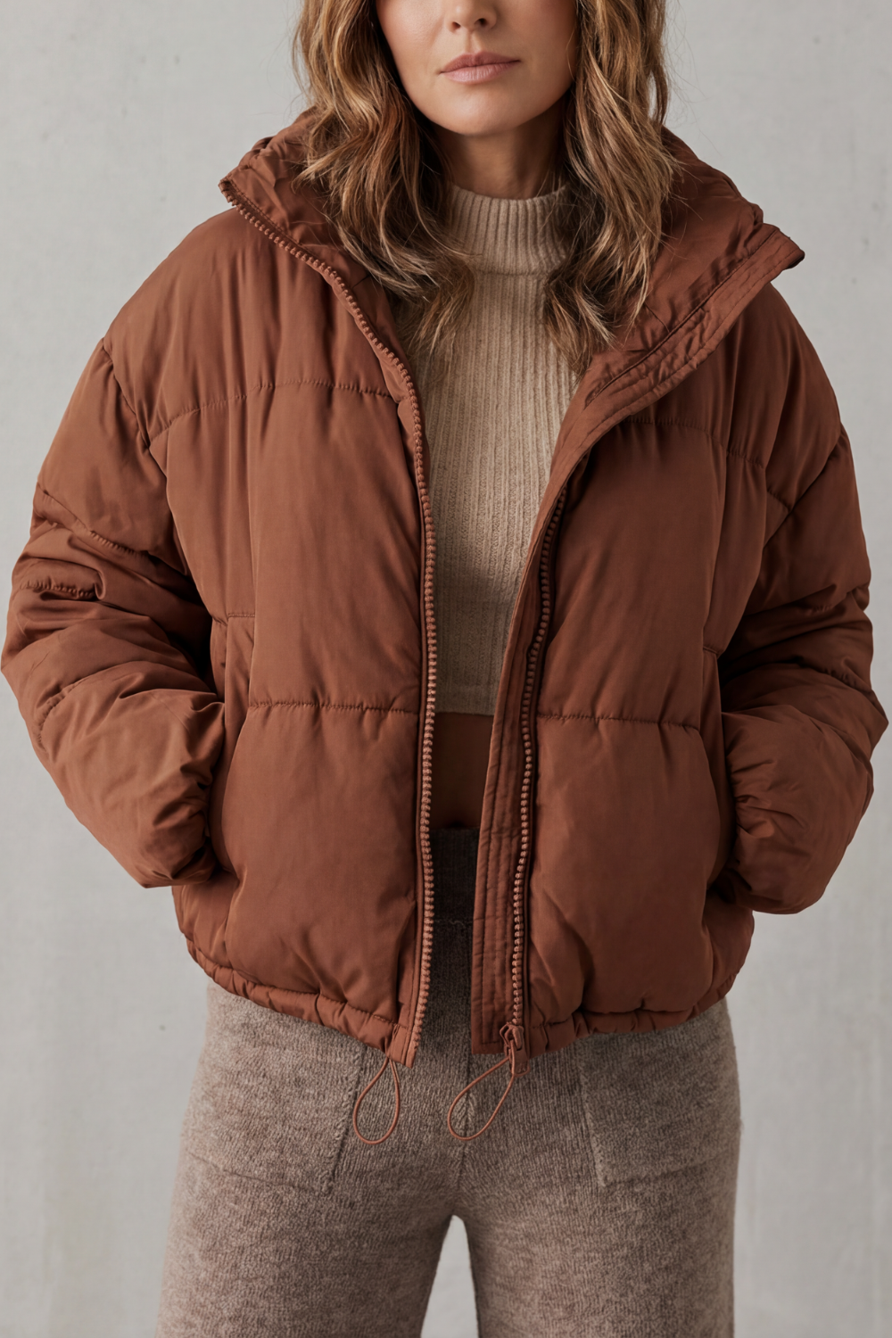 Sarah cropped hooded puffer jacket
