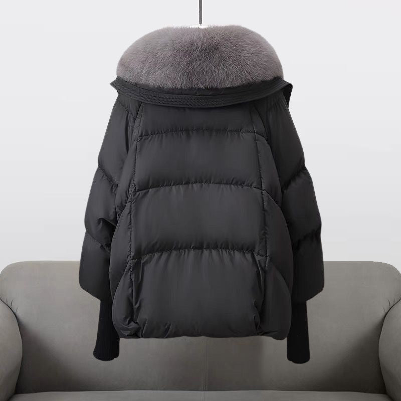 Serenity faux fur collar cropped puffer bomber jacket – image 2