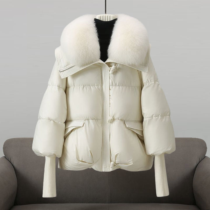 Serenity faux fur collar cropped puffer bomber jacket – image 3