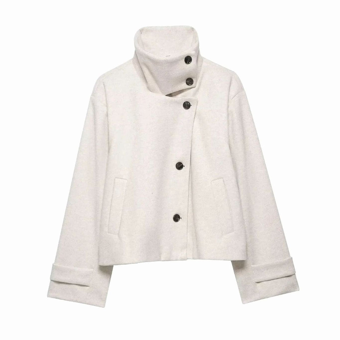 Elise cropped wool coat with asymmetric button front – image 10