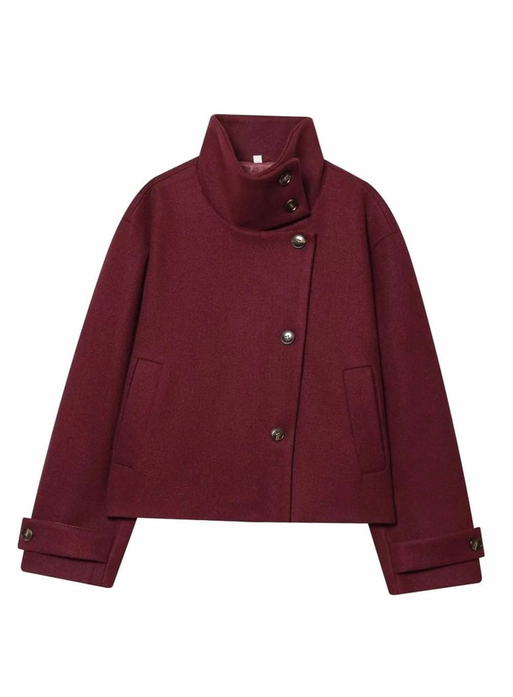 Elise cropped wool coat with asymmetric button front