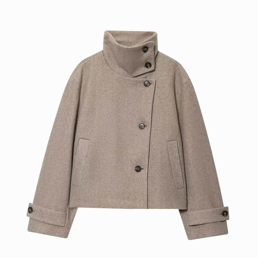 Elise cropped wool coat with asymmetric button front – image 4