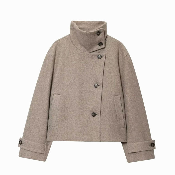 Elise cropped wool coat with asymmetric button front – image 4