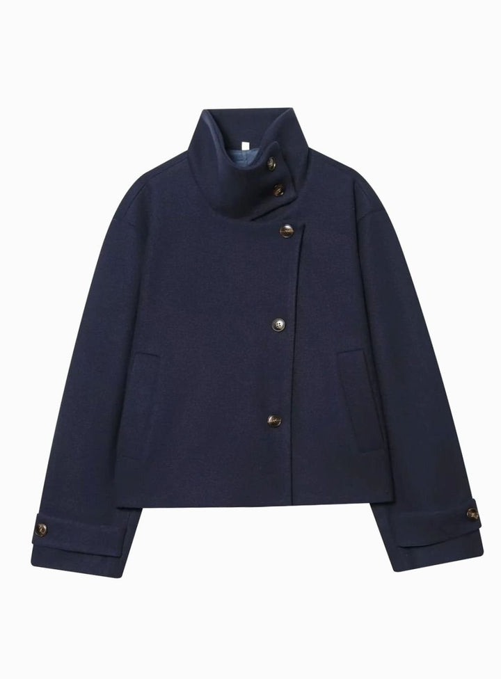 Elise cropped wool coat with asymmetric button front – image 6