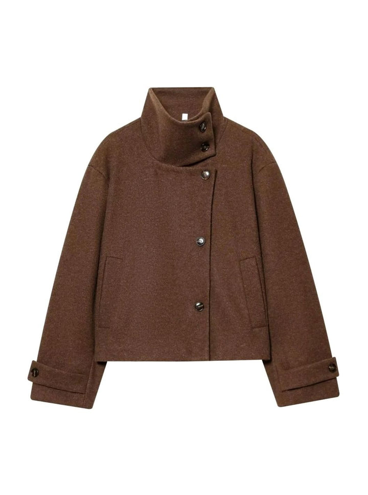 Elise cropped wool coat with asymmetric button front – image 7