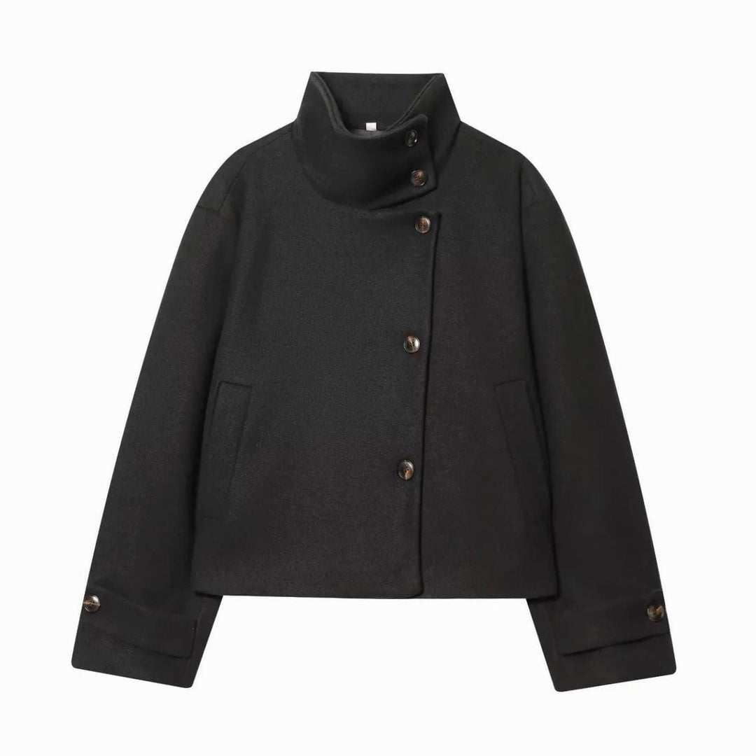 Elise cropped wool coat with asymmetric button front – image 8
