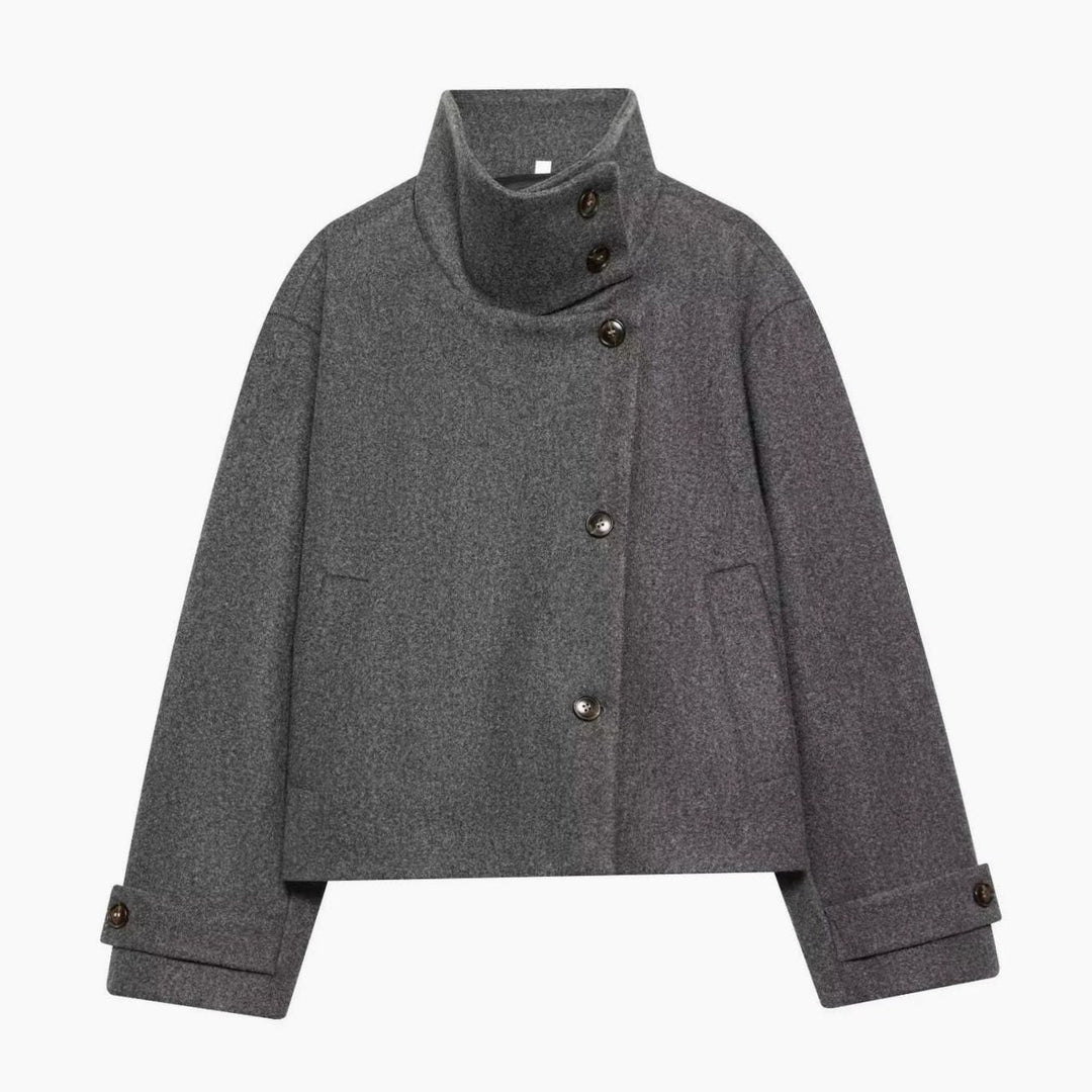 Elise cropped wool coat with asymmetric button front – image 9