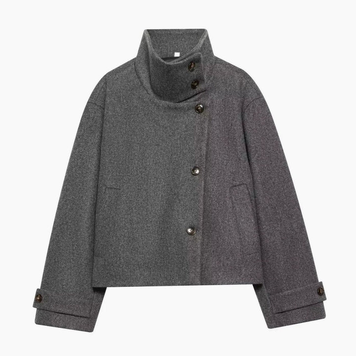 Elise cropped wool coat with asymmetric button front – image 9