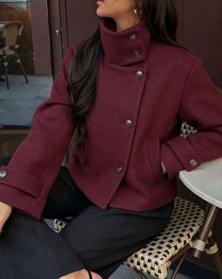 Elise cropped wool coat with asymmetric button front – image 3