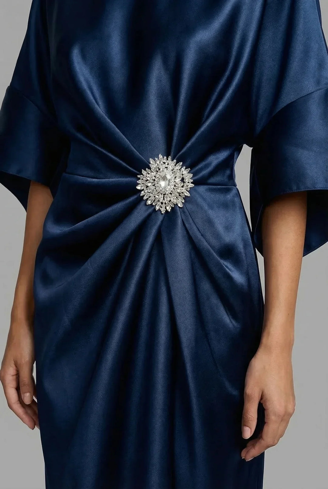 Marguerite batwing sleeve satin midi dress – image 4