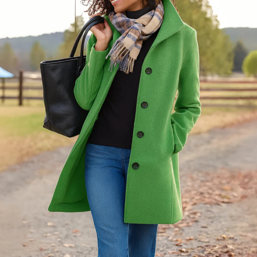 Tatum high collar mid length wool coat – image 10