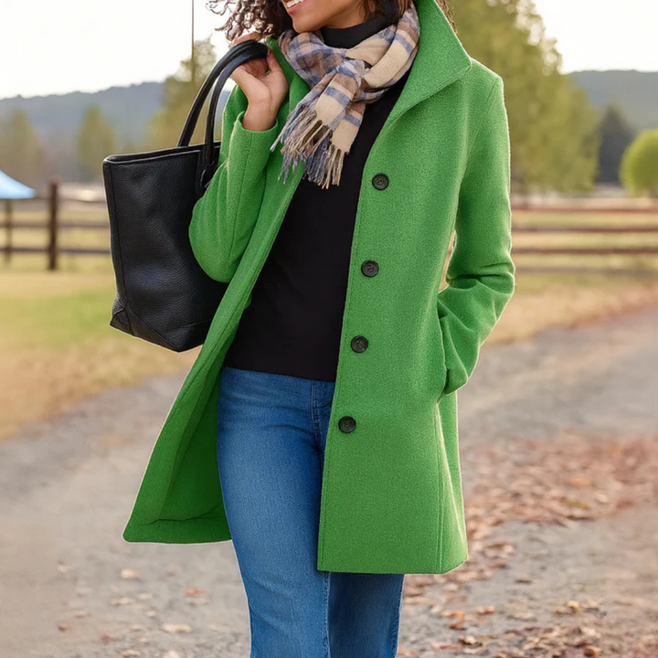 Tatum high collar mid length wool coat – image 10
