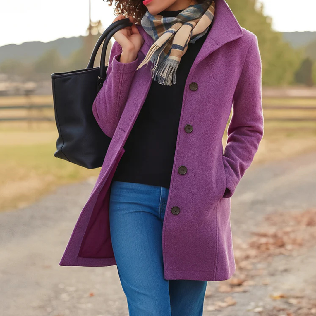 Tatum high collar mid length wool coat – image 2