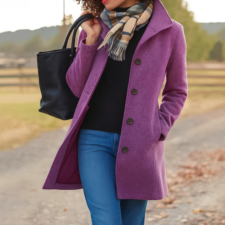 Tatum high collar mid length wool coat – image 2