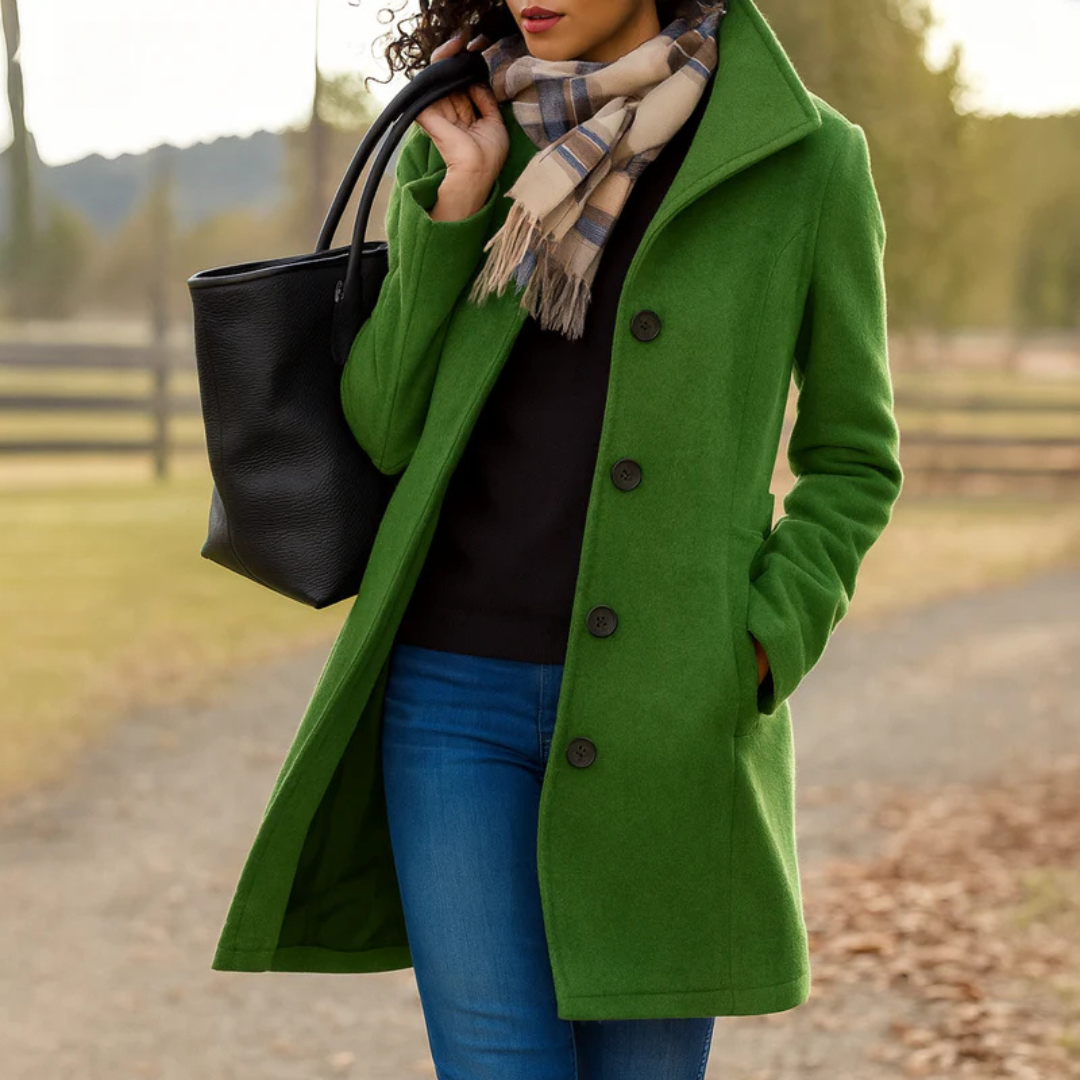 Tatum high collar mid length wool coat – image 3