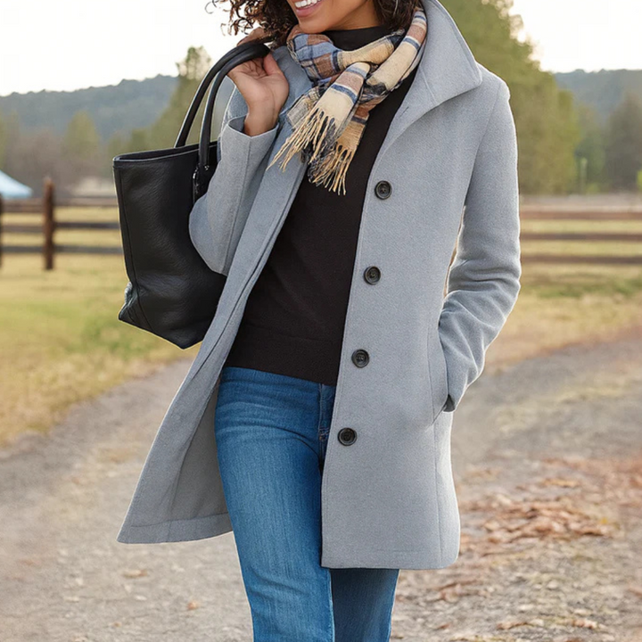 Tatum high collar mid length wool coat – image 6