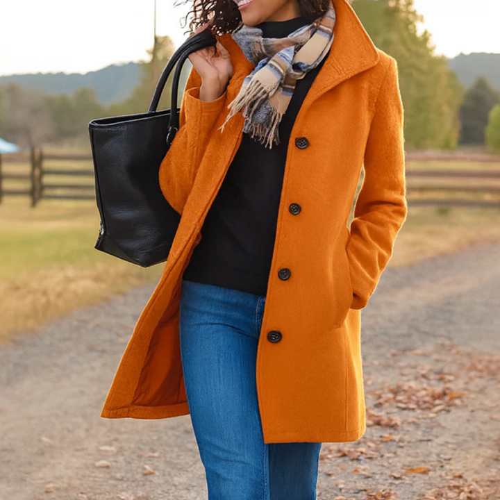 Tatum high collar mid length wool coat – image 7