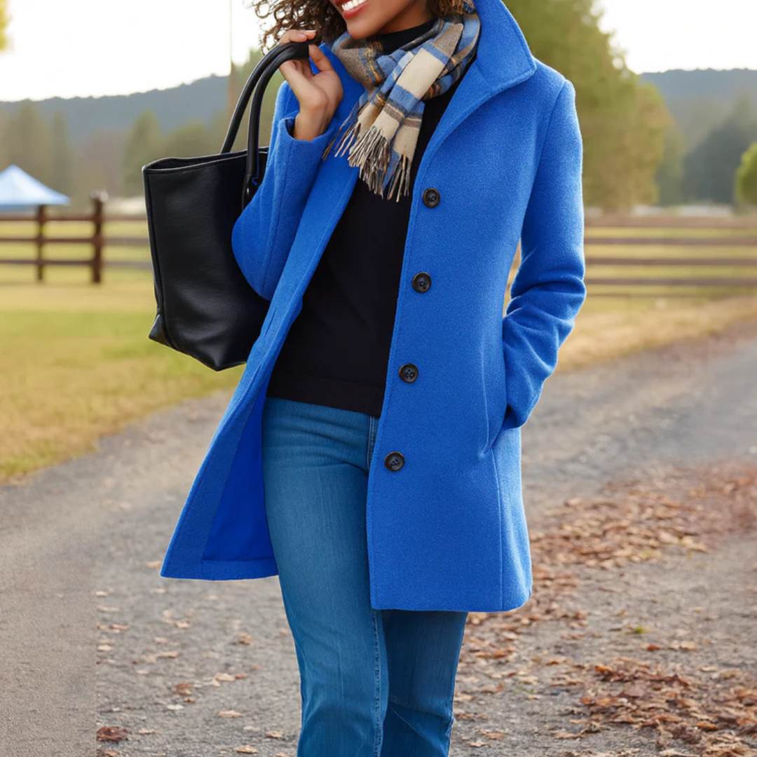 Tatum high collar mid length wool coat – image 8
