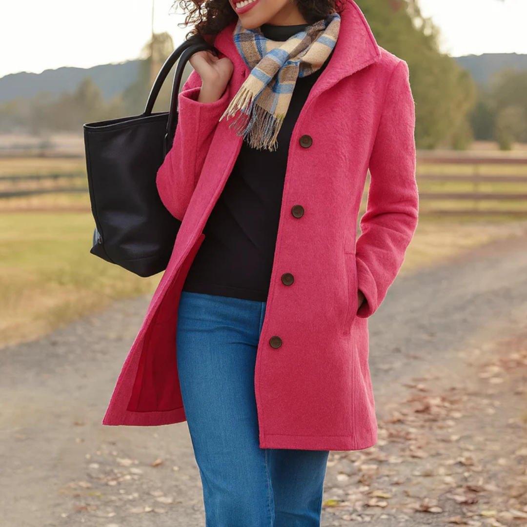 Tatum high collar mid length wool coat – image 9