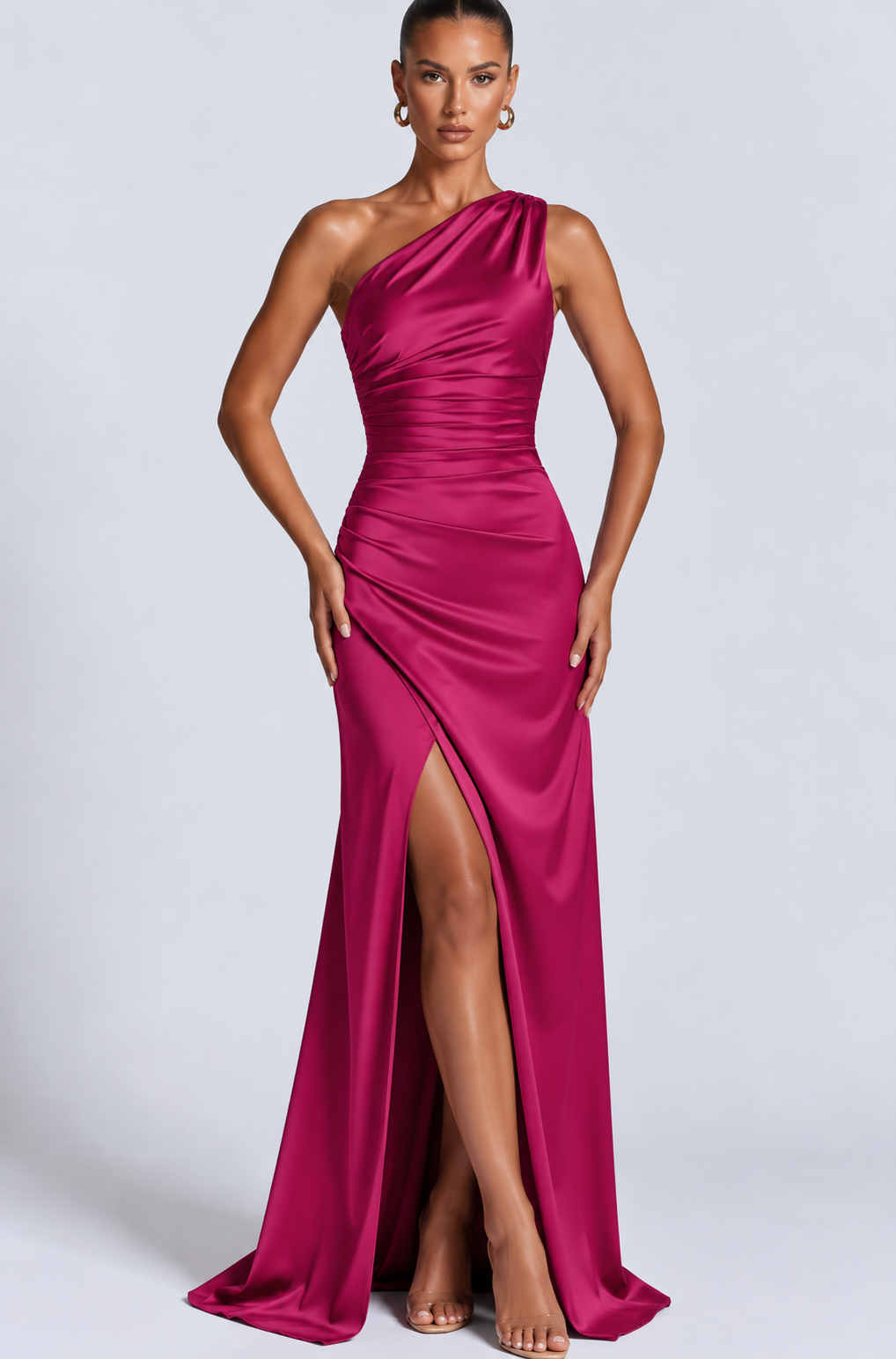 Scarlett one shoulder satin maxi dress – image 10
