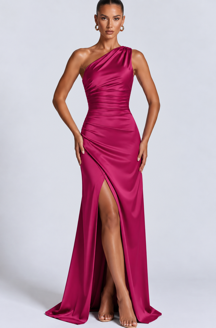 Scarlett one shoulder satin maxi dress – image 10