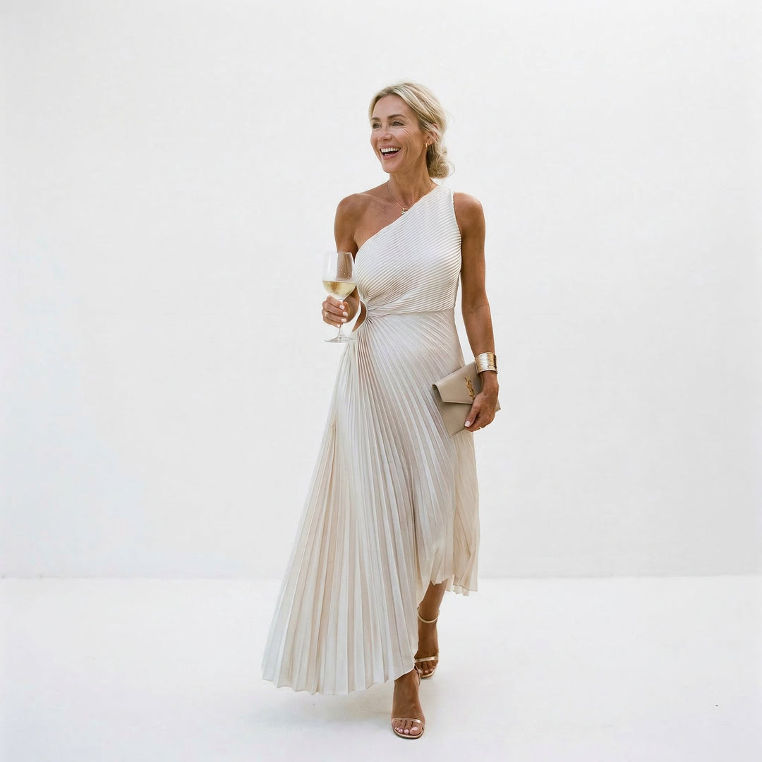Carmen one shoulder pleated maxi dress – image 3