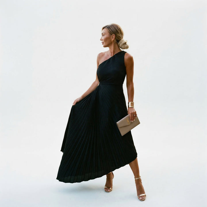 Carmen one shoulder pleated maxi dress – image 4