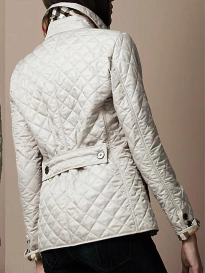 Allison fitted diamond quilted jacket with belted back – image 4