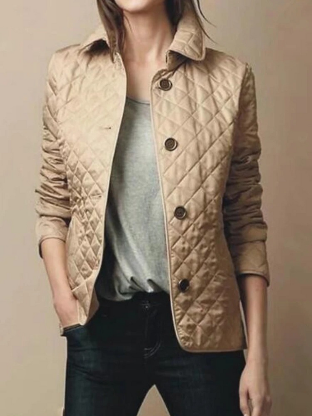 Allison fitted diamond quilted jacket with belted back – image 5