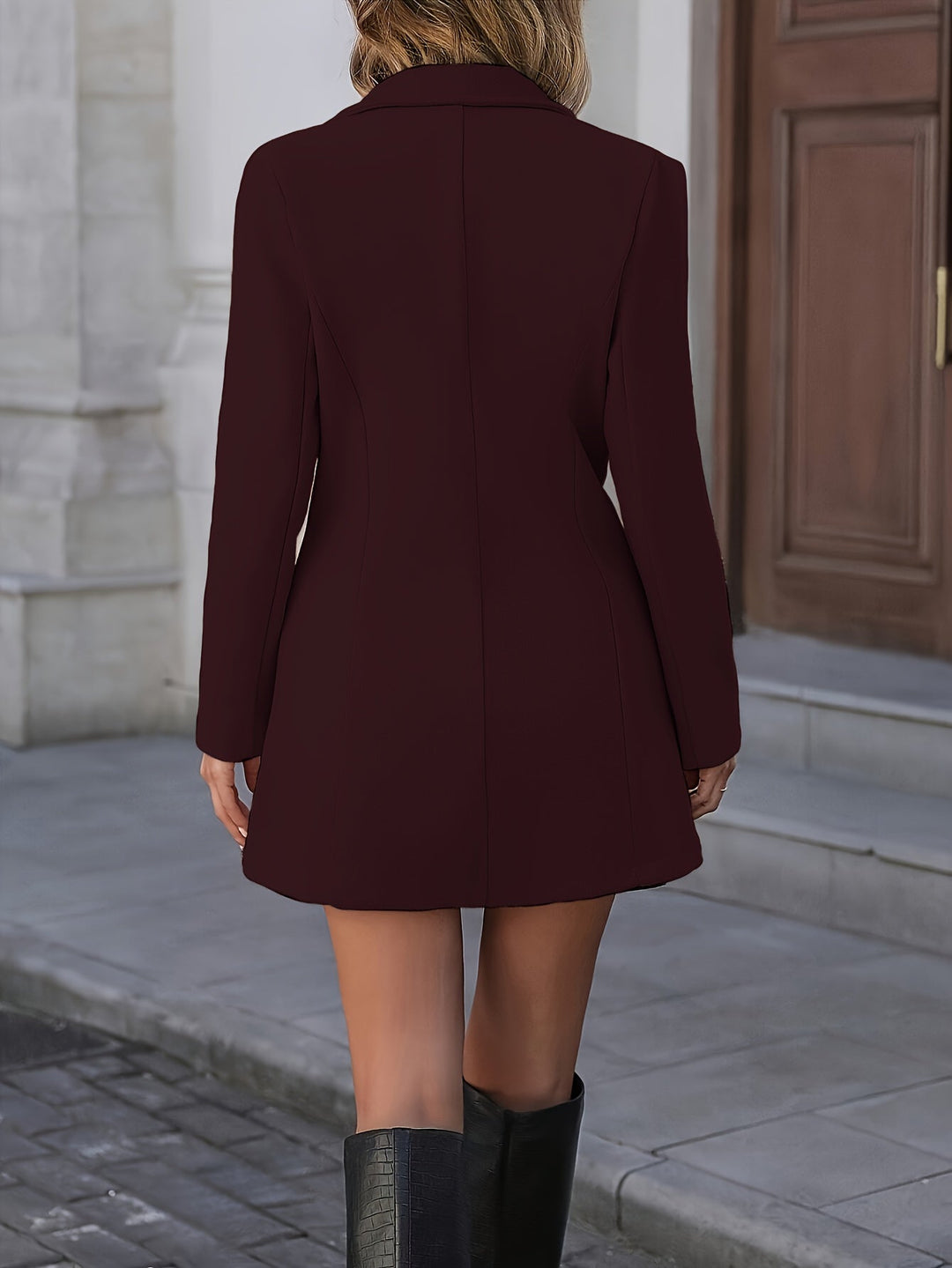 Stella fitted stand collar coat with flared hem – image 2