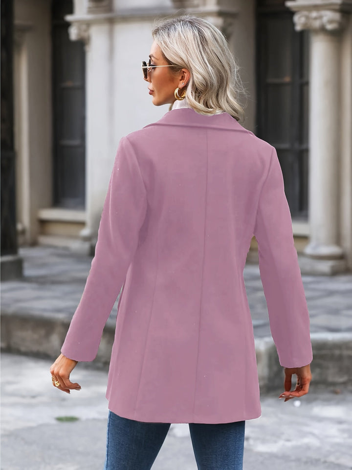 Stella fitted stand collar coat with flared hem – image 5