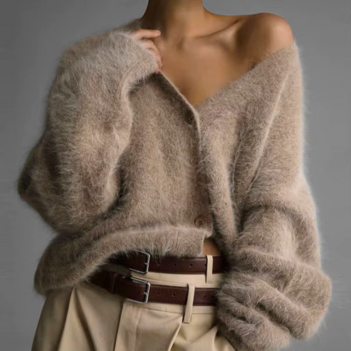 Marianne fluffy knit button cardigan – image 2