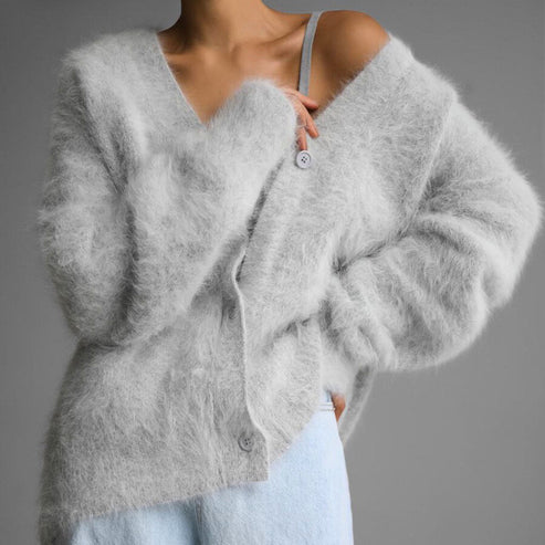 Marianne fluffy knit button cardigan – image 4