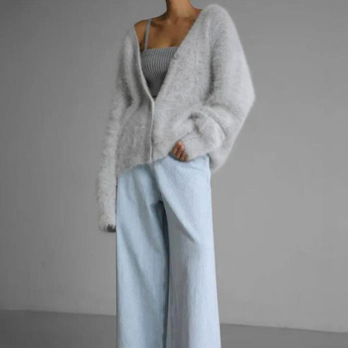 Marianne fluffy knit button cardigan – image 5