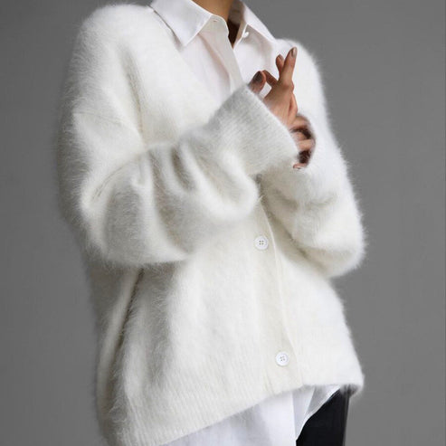 Marianne fluffy knit button cardigan – image 6