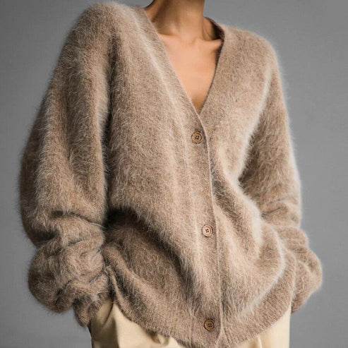Marianne fluffy knit button cardigan
