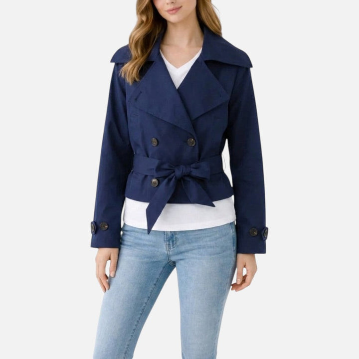 Hattie short trench coat with bow belt – image 7