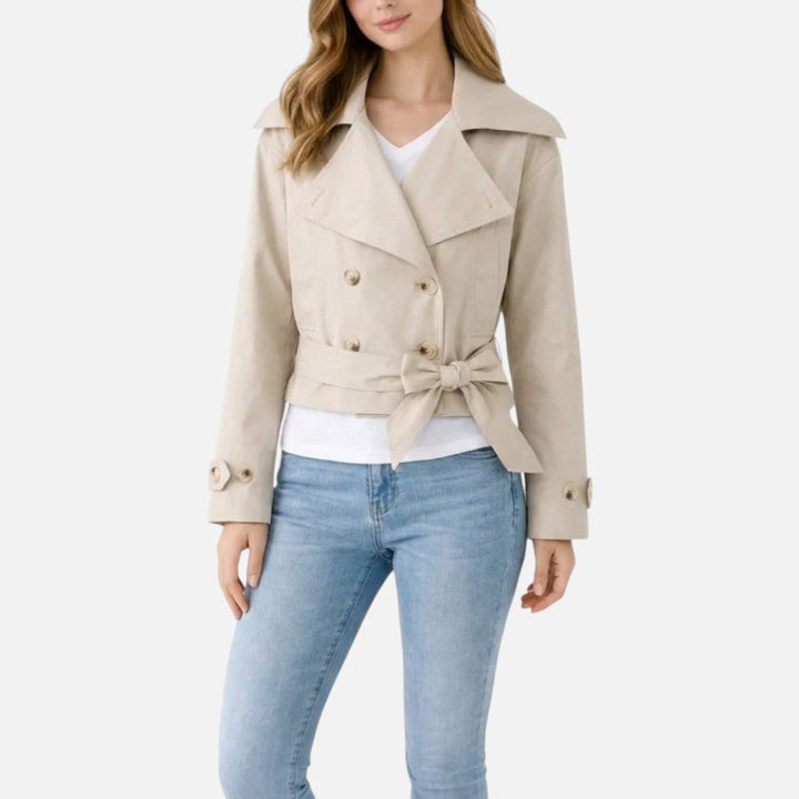 Hattie short trench coat with bow belt