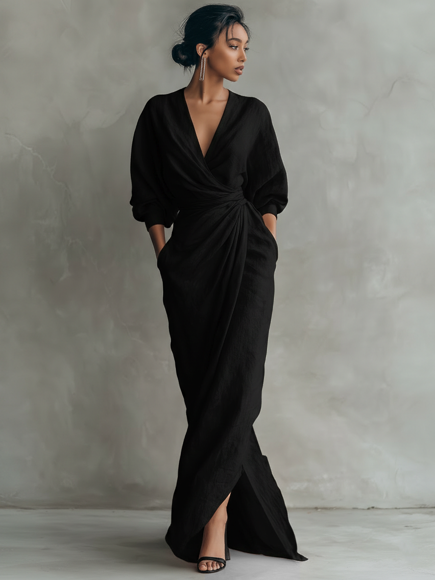 Caitlyn draped waist wrap maxi dress – image 4