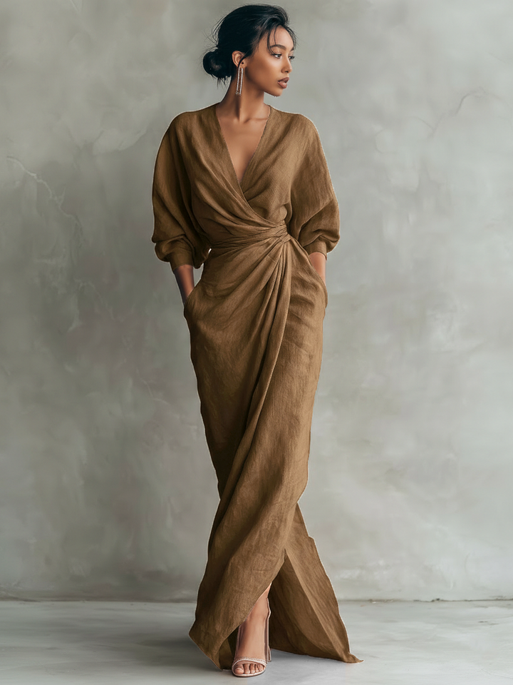 Caitlyn draped waist wrap maxi dress – image 3
